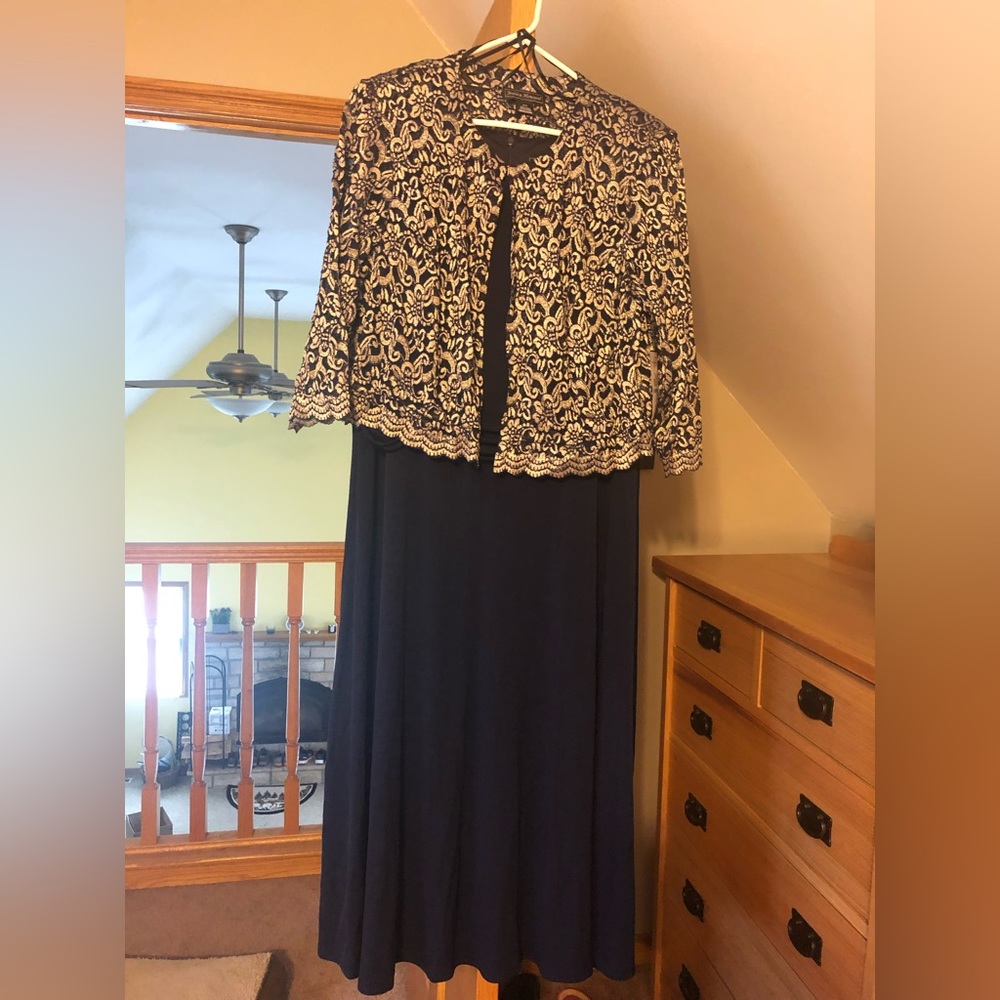 New navy blue dress with lacy jacket